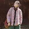 26 Chaqueta de Algodón Acolchada de Rayas Verticales para Mujer, Estilo Nuevo de Invierno, con Textura Suave, Cuello Alto Cálido y Cierre de Botones