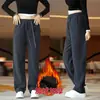 Calça de Moletom Masculina Atacado Outono e Inverno Tecido Twill Espesso Quente Malha Casual Modelagem Slim Tendência Perna Reta Longa com Plus Veludo