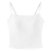 Camisola lisa de algodón puro para mujer, para el verano con copas en el pecho, elegante diseño en la espalda, color liso, versátil, de longitud media, tirante invisible