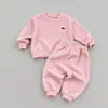 Pantalones Casuales Jogger Cálidos Largos Estilo Coreano Conjunto Infantil para Bebé Invierno Primavera Otoño