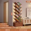 Estantería Sencilla de Pie Estante de Almacenamiento Sala de Estar Forma de Árbol Librería Pequeña Hogar Montado en Pared Gabinete de Almacenamiento Multicapa para Espacios Estrechos