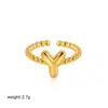 Europa y Estados Unidos transfronterizo anillo de oro de 18 quilates 26 letras inglesas anillo de apertura ajustable con cuentas de burbuja suministro de comercio exterior