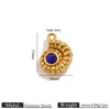 Colgante de Caracola de Acero Inoxidable Chapado en Oro de 18 Quilates Incrustado con Piedra de Ojo de Gato de Colores Accesorios para Collar Pendiente DIY