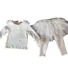 Camiseta Básica de Malla Dulce con Cuello de Volantes Estilo Coreano para Niñas 2026 Nuevo Top Casual Versátil para Otoño e Invierno