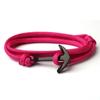 Pulsera de Moda Negra de Estilo Marino con Ancla, Tejida a Mano, Multicapa de Nylon para Hombres y Mujeres