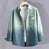 Camisa de Manga Larga para Hombre Otoño Moda Marca Camisa Degradada Adolescentes Combinable Diseño Holgado Chaqueta con Sentido