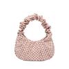 Bolsa Feminina Xadrez Retrô Estilo Hong Kong Moda Plissada de Ombro 2024 Nova Simples Casual Portátil Bolsa Nuvem