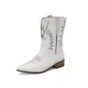 Botas gruesas 40 Botas romanas Botas de nueva generación Talla grande Otoño e invierno Caña corta con bordado Comercio exterior Botas europeas y americanas Puntera 43 Mujer