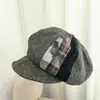 Gorra retro octogonal para mujer de estilo británico, con bloques de color, para otoño e invierno, estilo coreano, moderna, simple, casual, versátil y elegante