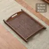 Bandeja de té casera para teteras, tazas de té, frutas, plato de postre de alta gama, posavasos tejido de bambú con asa octogonal