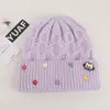 Chapéu de tricô colorido estilo coreano com estampa de gato, um chapéu de inverno doce e versátil para meninas, com um design fofo que te deixa mais jovem e te mantém aquecida
