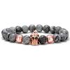 Venta caliente casco con microincrustaciones de diamante negro mapa de guerrero piedra cuentas de cobre joyería de moda europea y americana venta directa de fábrica
