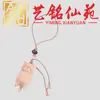Colgante de madera de haya con gatito lindo, llavero para coche, charm de cadena tejida para teléfono Art Ming Xianyuan, accesorio decorativo creativo