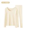 Ropa interior térmica para embellecer la piel, base de lijado, ropa interior y pantalones de otoño para mujer, traje fino de terciopelo de leche sin costuras, cuello redondo.