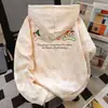 Sudadera con capucha estampada de animación de líneas de dibujos animados Otoño e Invierno 2025 Estilo Campus Divertido Americano Mujer Parte superior rosa tie-dye