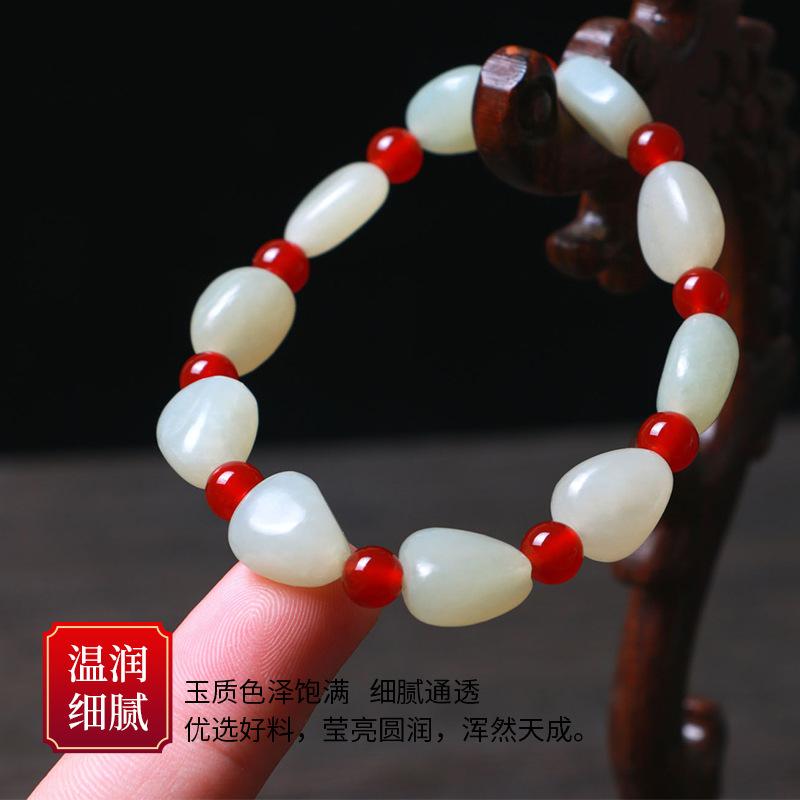 智贝详情图_2精品一元拍卖天然新疆和田玉白玉手链随形原石和田