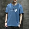 Camiseta Trendy Estándar Versátil Estilo Harajuku para Hombre, Cuello Redondo, Marca de Moda Manga Corta Verano Casual Japonés Corte Holgado para Hombre