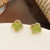 Brincos de borboleta de cristal verde com laço de mola, pino de prata 925, brincos degradê de gelo quebrado, brincos pop de nicho