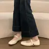 Nuevos Zapatos de Mujer de Estilo Coreano para Verano-Otoño 2026, con Velcro, Corte Bajo, Punta Cuadrada Francesa, Adecuados para Faldas, Zapatos Mary Jane de Una Correa
