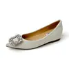 Sapatos Baixos Femininos para Aumentar Altura 5CM, Slip-On com Fivela Quadrada de Strass, Novos Sapatos Rasos Pontudos Estilo Francês 2026 para Noite