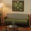 Sofá Doble de Madera Maciza Retro para Apartamentos Pequeños, Sofá Pequeño de Tela Chenilla Estilo Vintage para Apartamentos de Alquiler