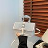 Bolsa Quadrada Pequena, Novo Estilo, Grande Capacidade, Bolsa de Mão de Metal Texturizado Simples 2025, Bolsa Transversal de Ombro Único com Cor Contrastante para Mulheres