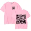 T-shirt de Algodão Tamanho Europeu Transfronteiriça Interessante com Código QR Fu You Camiseta com Código QR Gola Redonda Manga Curta para Homens e Mulheres Hip-Hop