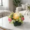 Corona Decorativa de Velas Artificiales Transfronteriza de Fábrica Corona de Eucalipto Anillo Decorativo para Velas Corona de Rosas Mesa de Comedor Fiesta