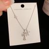 Moda Nicho Minimalista Zircón Doble Cruz Colgante Collar Personalidad Lujo Ligero Versátil Cadena Clavícula Alta Gama Venta al por Mayor