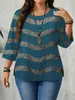 Ropa de Mujer Tallas Grandes Transfronteriza Europea y Americana 2026 Primavera y Otoño Color Sólido Rayado Cuello Redondo Manga Larga Sudadera Bestseller de Amazon