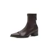 Suela Silenciosa Temperamento Sobresaliente Adelgazantes Versátiles Botines Skinny 2026 Otoño/Invierno Tacón Medio Grueso Para Ir al Trabajo Punta Fina Elásticos Botines Cortos Mujer