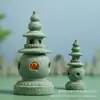 Venta Caliente Arena Verde Estilo Chino Adornos Acuario Paisajismo Micro Paisaje Zen Tres Tanques Luna Torre Pequeña Linterna de Palacio Torre de Piedra Estilo Antiguo