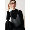 Chaleco Camisola de Punto de Cachemira en Capas para Mujer, Cuello Corto, Tejido Suave y Amigable con la Piel, Chaleco Exterior, Top Engrosado