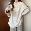 Talla Grande Talla Grande Moda para Mujer Camiseta de Fondo con Capucha Camiseta de Manga Larga Otoño e Invierno Holgada Terciopelo Alemán Largo Medio Top 100kg