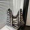 Otoño e Invierno Nueva Moda Bolso Rayado para Mujer Gran Capacidad Bloqueo de Color Versátil Bolso Cruzado Bolso Tote Simple para el Trabajo Bolso de Hombro