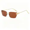 Gafas de Sol Cuadradas Metálicas Sin Marco de Borde Delgado de Moda, Estilo Versátil y Genial para Protección Solar al Aire Libre y Protección UV