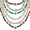 Estilo Coreano Sencillo Temperamento Hecho a Mano Cuentas de Colores Piedra Natural Colgante Cuentas Flor Tejido Accesorios Cadena de Collar Joyería