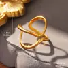 Anel de Aço Titânio Linha Cruzada Personalidade Transfronteiriça Feminino Retrô Moda Linha Simples Abertura Oca Anel de Comida Atacado