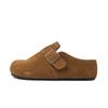 Sapatos Birkenstock Vermelhos de Sola Grossa para Mulheres 2025 Novo Estilo Sapatos Preguiçosos Slip-On Baotou Meias Chinelas para Mulheres Verão Uso Externo