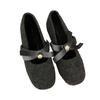 Sapatos Mary Jane estilo perfumado e delicado, vintage, inverno, aumento de altura, 4 cm, laço, pérola, sapatos femininos