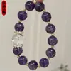 [Amatista Natural] Pulsera de Cristal Natural Pulsera de Cuentas Pulsera de Cristal Blanco para Mujer Lujo Ligero y de Gama Alta