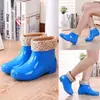Zapatos de agua, botas de lluvia cortas, botas de cocina para mujer, forradas de felpa, resistentes al desgaste, antideslizantes, botas de goma, para lavar platos en invierno, impermeables y cálidas, para adultos