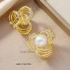 Pendientes de hoja de ginkgo de diseño de personalidad de perla de alta calidad europea y americana, moda única, geométricos de alta calidad, chapados en oro, combinan con todo