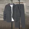 Nuevo Traje Deportivo de Corduroy para Hombre de Color Sólido con Cordones, Atractivo, de Gama Alta, Sencillo y Casual