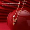 Colar Original S999 Prata Pura Estilo Chinês Peixe Koi Ágata Vermelha para Mulheres, Nova Corrente de Clavícula Artística Ruyi Estilo Chinês Atacado