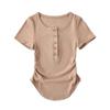 Primavera y Verano 2025 Nuevo Top Sexy Ajustado de Manga Corta con Dobladillo Curvo para Niñas Calientes, Camiseta Corta Ajustada Adelgazante de Cintura para Mujer