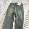 Calça Jeans Reta Azul Retro Grossa com Forro de Lã Feminina Inverno Plus Size Menina Gordinha Cintura Alta Cobrindo o Quadril Calças Elásticas