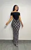 Top de tubo popular transfronterizo europeo y americano, Malla de lujo ligero incrustada de diamantes, Vestido de tiras de lentejuelas de moda para socialité, Vestido de noche de alta gama