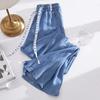 Real shot plus fertilizante mais 180 kg Tencel jeans verão feminino fino cintura alta drapejar casual seda gelo calças largas