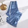 Talla Grande 180 Jin Jeans Tencel Mujer Verano Delgados Cintura Alta Corte Bajo Casual Primavera y Otoño Pantalones de Pierna Ancha Seda de Hielo